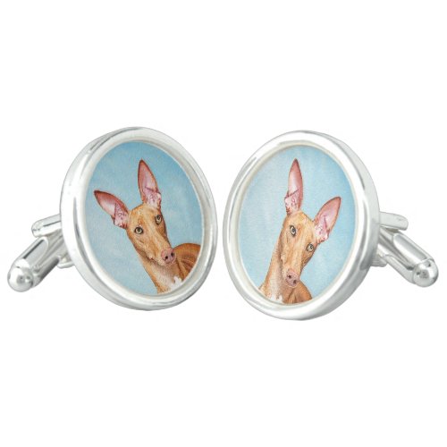 Pharaoh Hound Painting _ Cute Original Dog Art Cufflinks