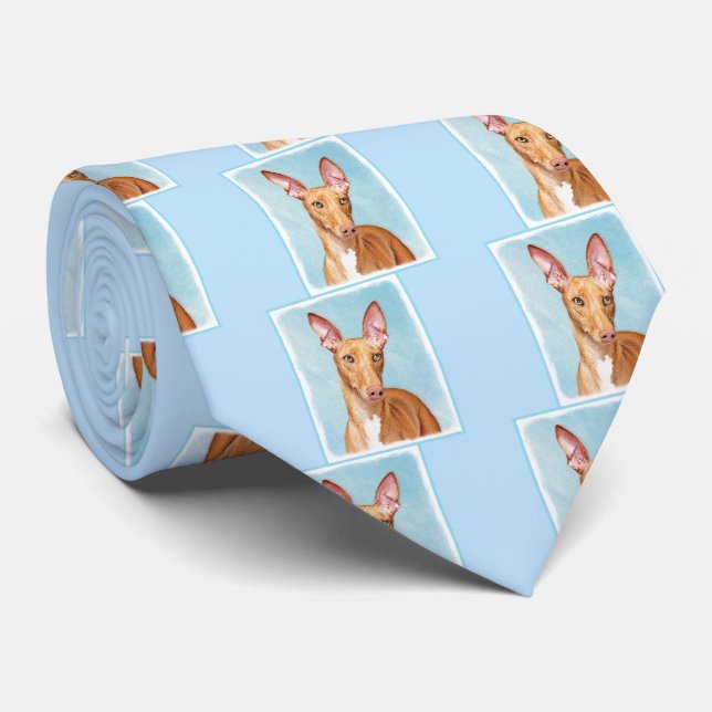 Pharaoh Hound Painting - Cute Original Dog Art Neck Tie (Rolled)