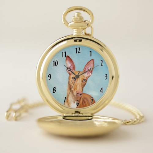 Pharaoh Hound Painting _ Cute Original Dog Art Pocket Watch