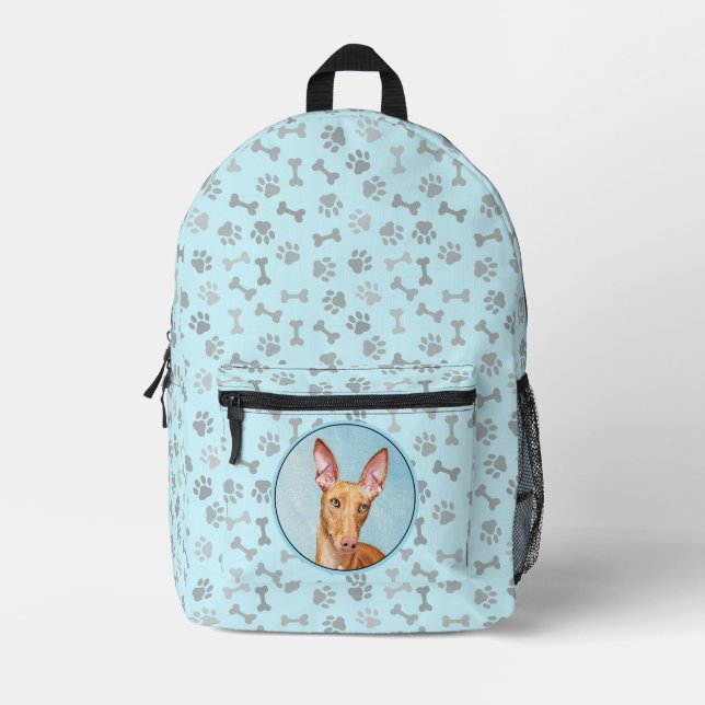 Pharaoh Hound Painting - Cute Original Dog Art Printed Backpack (Front)