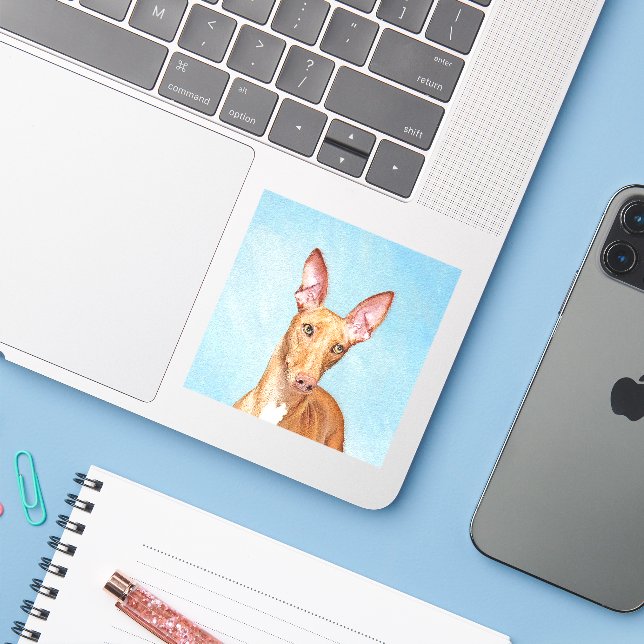 Pharaoh Hound Painting - Cute Original Dog Art Sticker (Laptop w/ iPhone)