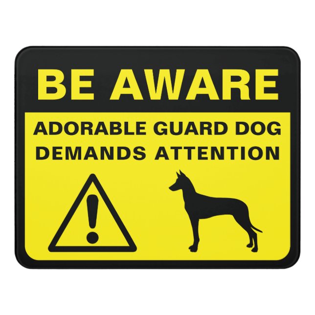 Pharaoh Hound Silhouette Funny Guard Dog Sign (Contemporary Front)