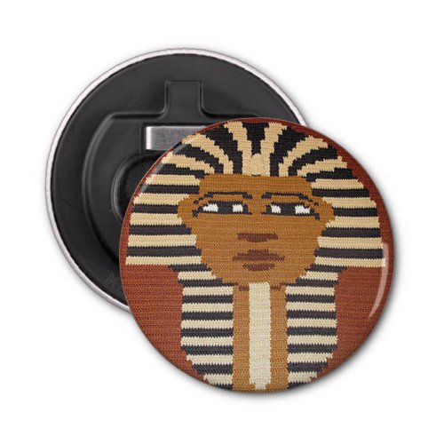 Pharaoh King Tut Brown Black Natural Crochet Print Bottle Opener