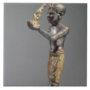 Pharaoh making an offering before the Goddess Maat Tile