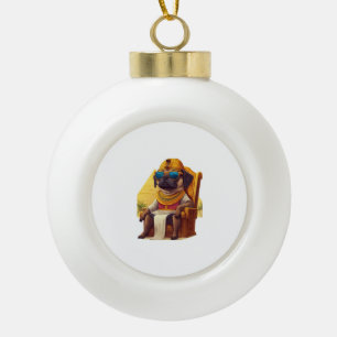 Pharaoh Pug – Ancient Egypt Dog Ceramic Ball Christmas Ornament