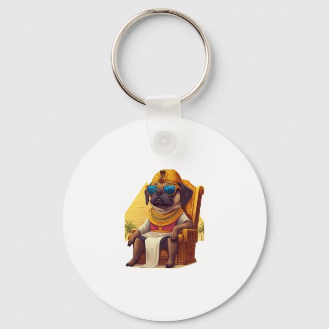 Pharaoh Pug � Ancient Egypt Dog Keychain (Front)