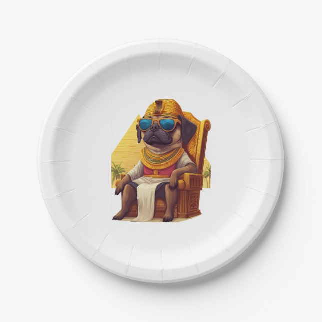 Pharaoh Pug � Ancient Egypt Dog Paper Plates (Front)