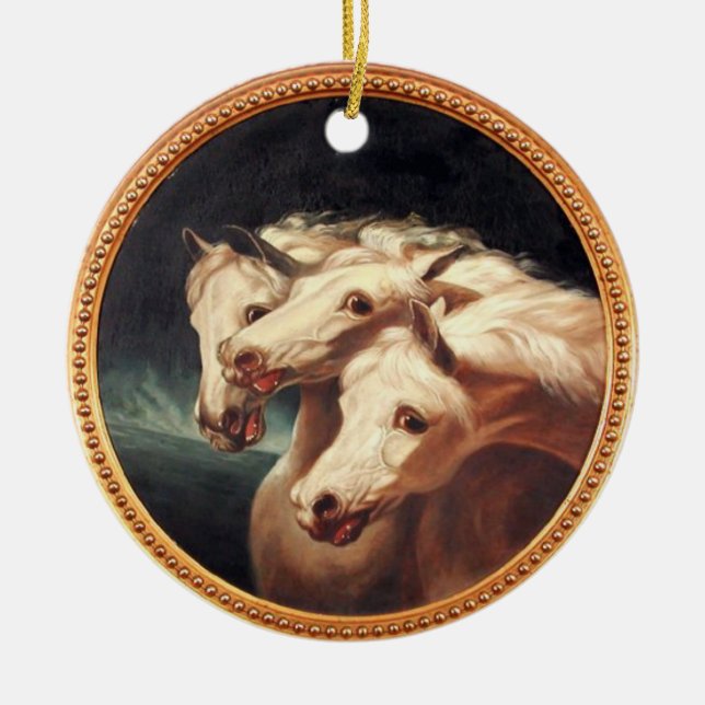 Pharaoh’s Chariot Horses Ceramic Ornament (Front)
