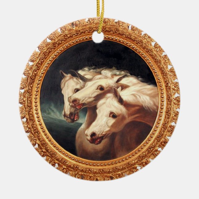 Pharaoh’s Chariot Horses Ceramic Ornament (Front)