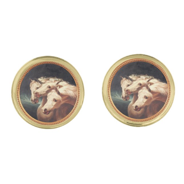 Pharaoh’s Chariot Horses Cufflinks (Front)