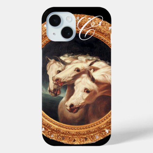 Pharaohs Chariot Horses Monogram iPhone 15 Case