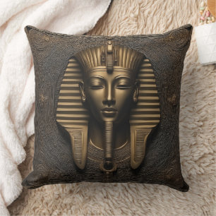 Pharaoh’s Luxe: Copper & Gold Elegance Throw Pillow