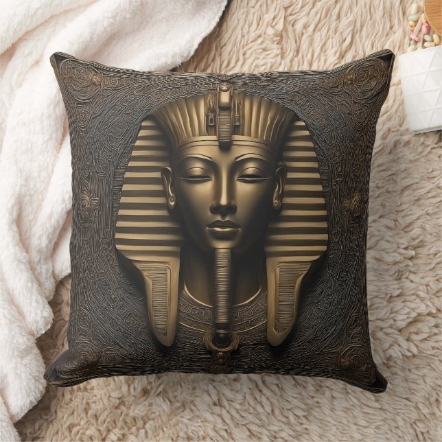 Pharaoh’s Luxe: Copper & Gold Elegance  Throw Pillow (Blanket)