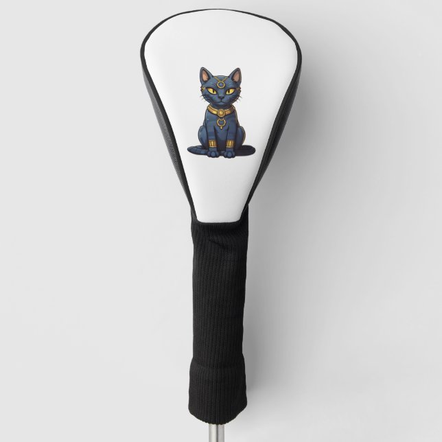 Pharaohs golden black cat   golf head cover (Front)