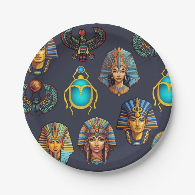 Pharaoh's Legacy: Antique Egyptian Patterns  Paper Plates (Front)