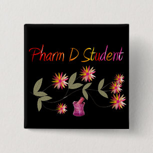Pharm D Student Floral Design Pinback Button