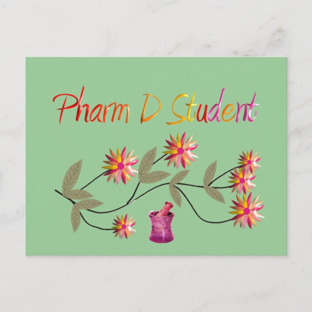 Pharm D Student Floral Design Postcard (Front)