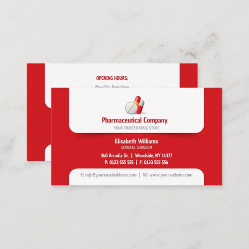 Pharmaceutical company  Drug Store Business Card