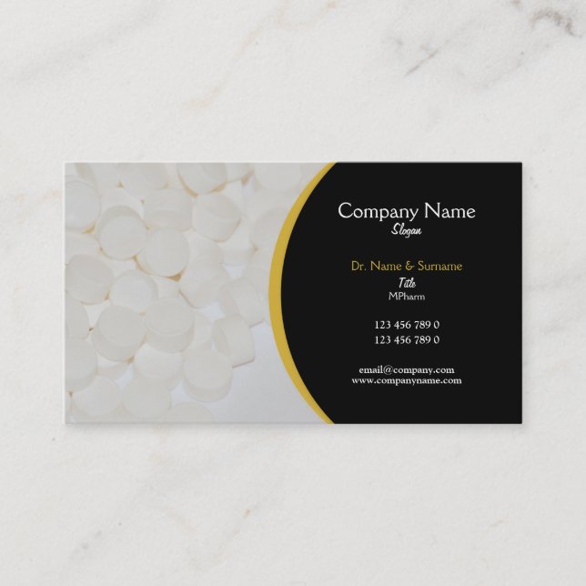 Pharmaceutical tablets medical Practitioner's Business Card (Front)