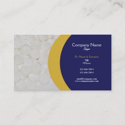 Customizable Pharmaceutical tablets medical Practitioner's Business Card Template