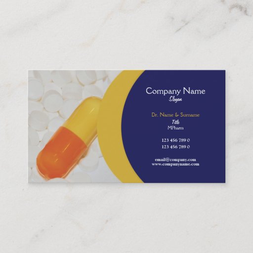 Customizable Pharmaceutical tablets medical Practitioner's Business Card Template