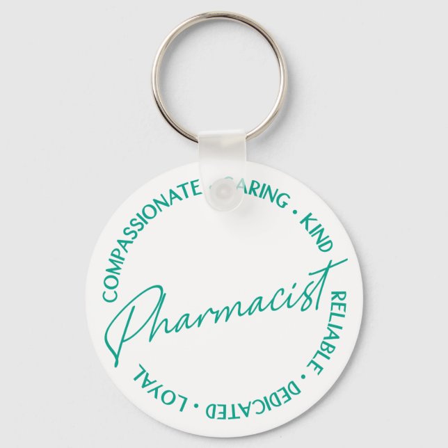 Pharmacist Affirmations  Green White Keychain (Front)