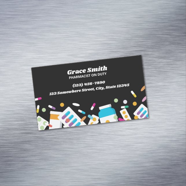 Pharmacist Black Business Card Magnet (In Situ)