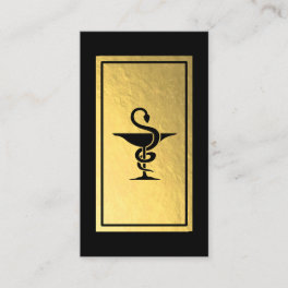 Pharmacist - Bowl of Hygeia Symbol Faux Gold Foil Business Card