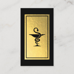 Pharmacist - Bowl of Hygeia Symbol Faux Gold Foil Business Card