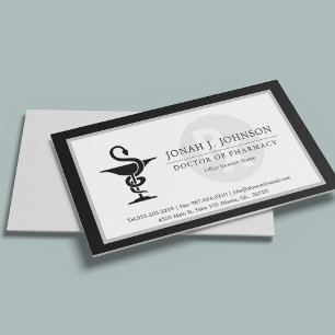 Pharmacist   Bowl of Hygenia Symbol   Black Border Business Card