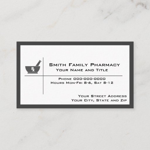 Customizable Pharmacist Business Card
