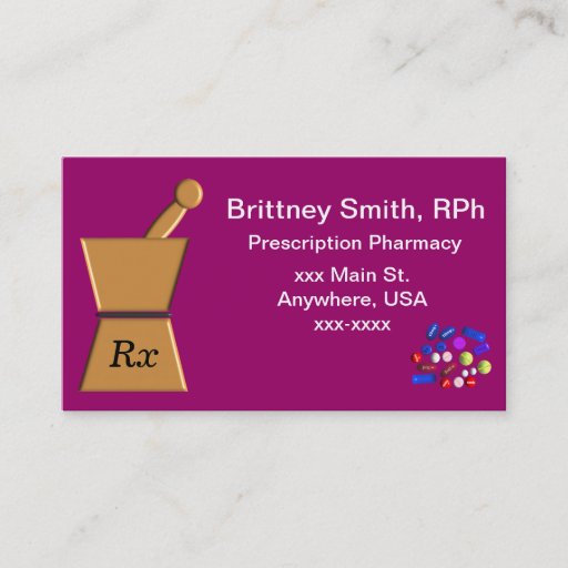 Customizable Pharmacist Business Cards Pestle and Mortar ll