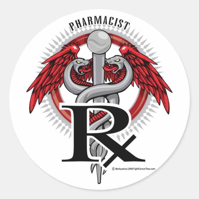 Pharmacist Caduceus Classic Round Sticker (Front)