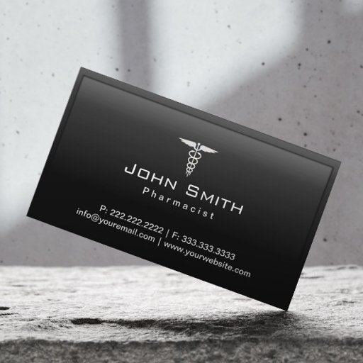 Customizable Caduceus Dark Border Pharmacist Business Card