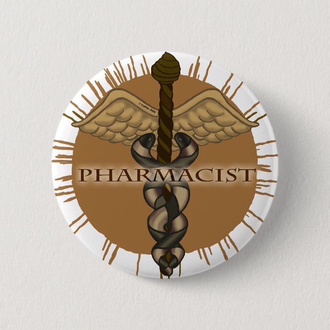 Pharmacist Caduceus Pinback Button (Front)