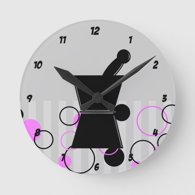 Pharmacist Clock Retro Style Pink (Front)