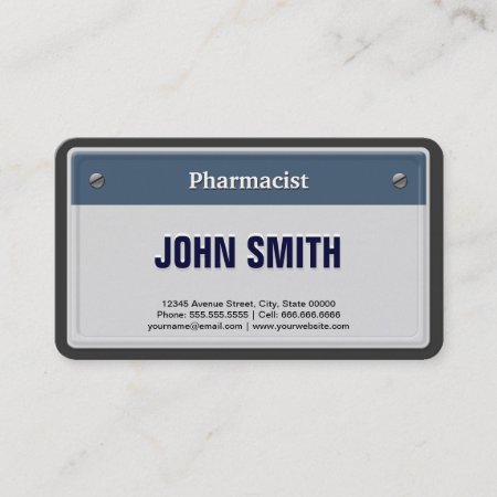 Pharmacist Cool Car License Plate Business Card