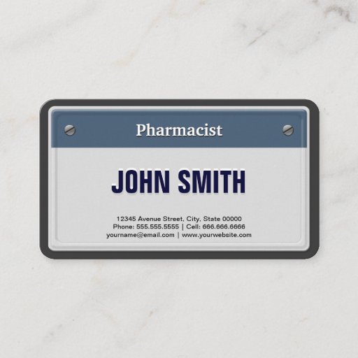 Customizable Pharmacist Cool Car License Plate Business Card