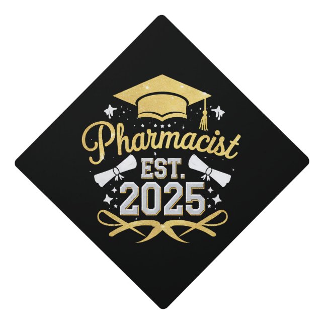 Pharmacist Est 2025 Pharmacy Graduation Cap Topper (Front)