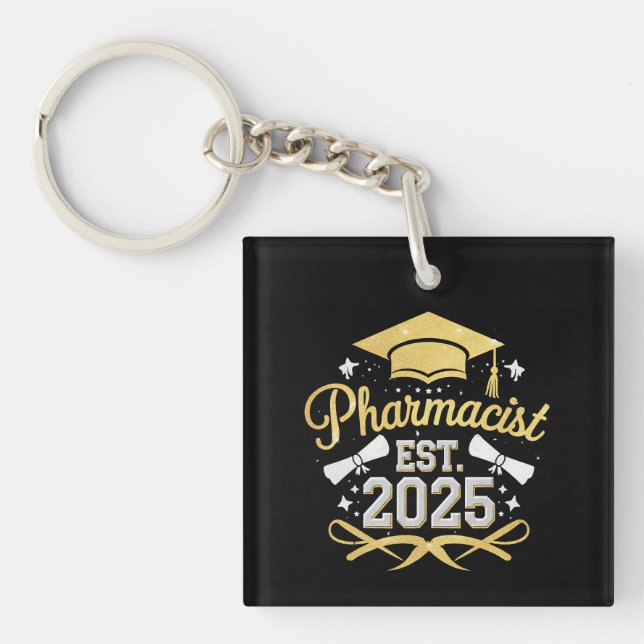 Pharmacist Est 2025 Pharmacy Graduation Keychain (Front)