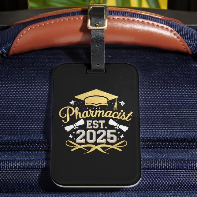 Pharmacist Est 2025 Pharmacy Graduation Luggage Tag (Front Insitu 2)