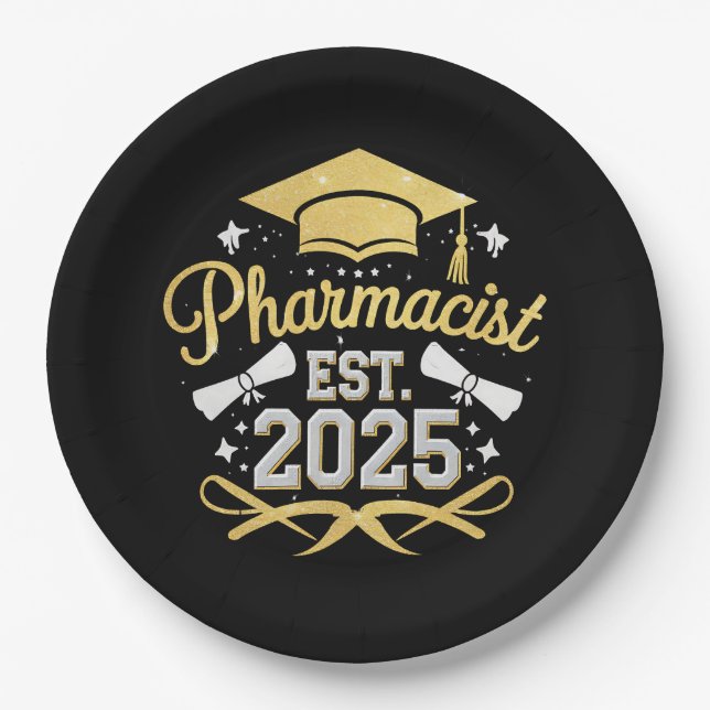 Pharmacist Est 2025 Pharmacy Graduation Paper Plates (Front)