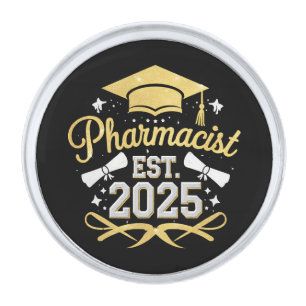 Pharmacist Est 2025 Pharmacy Graduation Silver Finish Lapel Pin
