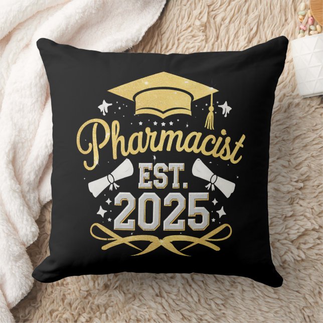 Pharmacist Est 2025 Pharmacy Graduation Throw Pillow (Blanket)