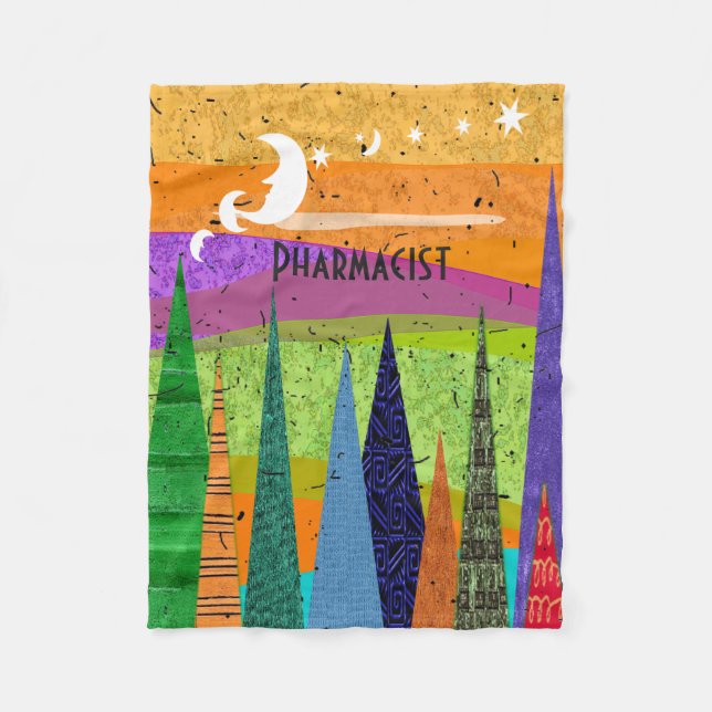 Pharmacist Fleece Blanket Artsy Mountains (Front)