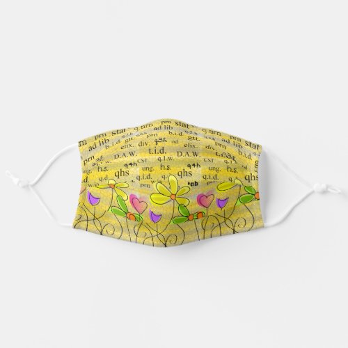 Pharmacist Floral Yellow Adult Cloth Face Mask