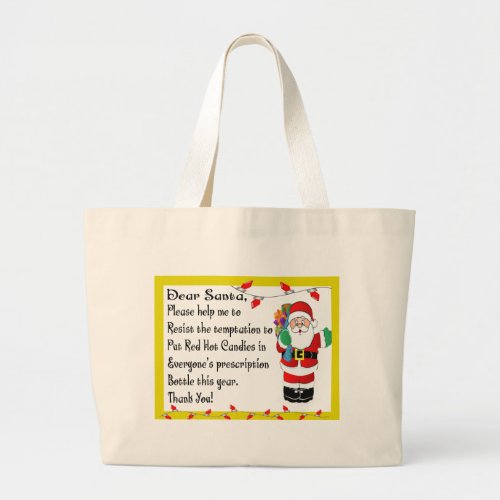 Pharmacist Funny Christmas Themed Gifts Large Tote Bag