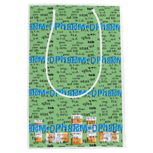 Pharmacist Gift Wrapping Paper Abbreviations ll Medium Gift Bag
