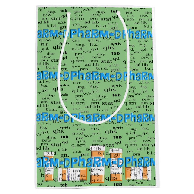 Pharmacist Gift Wrapping Paper Abbreviations ll Medium Gift Bag (Front)