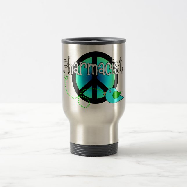 Pharmacist Gifts---Peace Sign Design Travel Mug (Center)